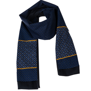 Gold Navy Designer Polka Dot Jacquard New 2023 Collection <b>Men's</b> Customized <b>Man</b> Made <b>Silk</b> <b>Scarf</b> Ready Stock for Online Seller Bul - Product Image 1