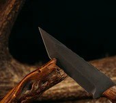 Cuchillo de caza de alta calidad regalo hecho a mano negro recubierto de polvo hoja de acero al carbono mango de madera personalizable OEM para padre madre - Product Image 3