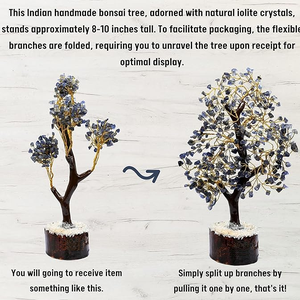 Pierre semi-précieuse naturelle Iolite arbre de pierres précieuses 300 puces arbre de cristal Feng Shui Figurine pour la décoration de la maison - Product Image 4