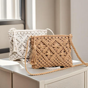 Mori Cotton Rope Woven Lady Fashion Bag Bohemian Ethnic Style Crossbody Single Shoulder Handbag All-Match Straw Bag Polyester - Product Image 2