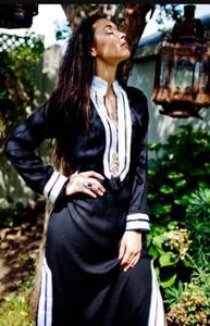 New Summer Women <b>Long</b> Sleeves High Neck Yoke Embroidered Full Length Side Slit Cut Women <b>Kaftan</b> - Product Image 4