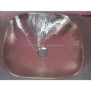 Fregadero de baño martillado a mano de cobre brillante de alta calidad, lavabo elegante para mostradores de tocador y salas de polvo - Product Image 2