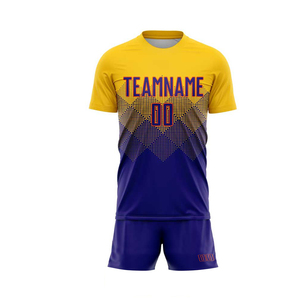 Conjuntos de Uniformes de Fútbol de Verano Personalizables al por Mayor, Transpirables, de Secado Rápido, 100% Poliéster, Camiseta de Fútbol con Mangas Cortas y Pantalones Cortos - Product Image 2