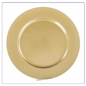 Assiette de service en acier inoxydable écologique avec finition dorée, diamètre 33 cm, style classique - Product Image 5
