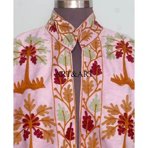 Women's <b>Velvet</b> Artisan Hand Embroidered Suzani <b>Quilted</b> Jacket Floral Design 100% Cotton Shell Woven Fabric Eco-Friendly Quick - Product Image 2
