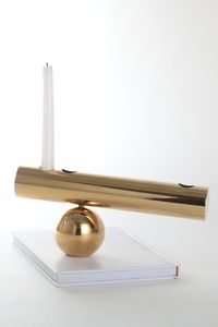 Tall Gold Pillar Candle <b>Holder</b> Set of 2 with <b>Glass</b> Cover Elegant Metal Candle <b>Stand</b> Wedding Party Decorative Tabletop Decor - Product Image 6