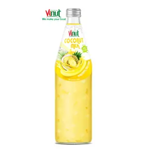 490毫升玻璃瓶VINUT椰奶饮料与菠萝和Nata De Coco灭菌的无糖乳糖风味椰子