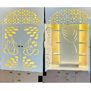 Mandir Puja en teck contemporain, fait à la main, traditionnel, moderne, durable, personnalisé, brun, vente en gros d'usine, prix de vente au Royaume-Uni - Product Image 4