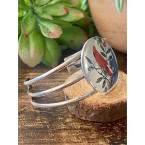 Zuni Handmade Multi-Stone & Sterling <b>Silver</b> Micro-Inlay Fashion <b>Cuff</b> <b>Bracelet</b> - Product Image 3