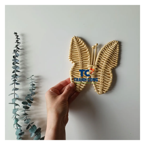 Juego de cesta decorativa ecológica para colgar en la pared de ratán hecho a mano de Vietnam para dormitorio minimalista, sala de estar, decoración de pared Bohemia - Product Image 1