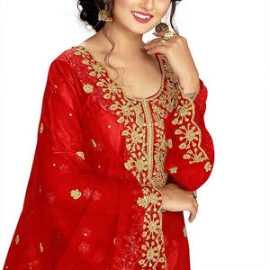 ผ้าชอลวาร์คามีซผ้าไหมปักลายสำหรับงานปาร์ตี้ทางการและอินเดียล่าสุดมีสไตล์ - Product Image 4