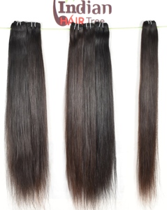 Cheveux du temple indien fabriqués vierges couleur naturelle droite faisceaux bruts non transformés cuticule aligné extensions de cheveux humains bruts - Product Image 4