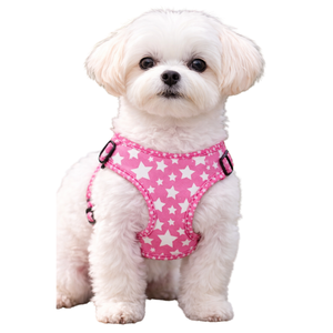 Pink Star Pattern Dog Harness Adjustable Lightweight Padded Pet Chest Vest with Breathable Mesh - Product Image 1