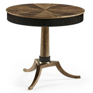 Table d'appoint ronde de luxe en bois de noyer avec tablier cannelé et base trépied pour salon, meuble d'appoint occasionnel - Product Image 1