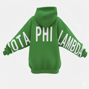 Iota Phi Lambda Premium algodón poliéster pulóver Oversize Sudadera con capucha elegante estilo de hermandad con letras griegas personalizadas - Product Image 2