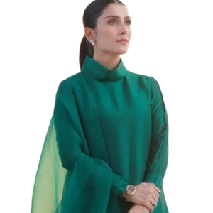 Pakistani Style Cotton Chiffon Embroidered Wedding Kurta / <b>Kurti</b> Summer Elegant Embellishments Wrinkle Free Quick Dry <b>Women</b> - Product Image 2
