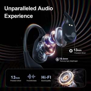 Orecchio aperto per Bluetooth 5.3 ad aria conduzione cuffie senza fili 34 ore di riproduzione Smart Display digitale JL BK LED Smart digitale - Product Image 6