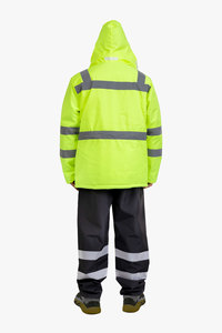 High Visibility ANSI Class 1 Customizable Safety <b>Jacket</b> LED Flash <b>Waterproof</b> Polyester Breathable Fabric Reflective Strips Logo - Product Image 4