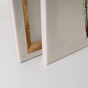 Made In Germany - Home Decor Canvas <b>Picture</b> Leaves Black Gold - Wall Painting Mural In Cream And Gold - Stretcher <b>Frame</b> Art - Product Image 4