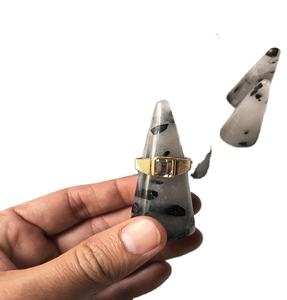 Anillo de Cuarzo Turmalina Negra Natural con Soporte Cónico |   Soporte para Anillos de Piedras Preciosas |   Precio de Fábrica - Product Image 1