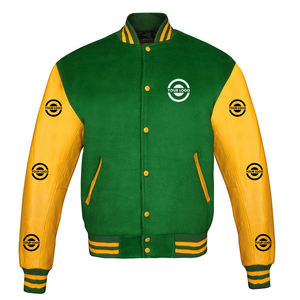 Meilleur prix Veste universitaire de luxe personnalisée pour hommes Canvas en cuir de haute qualité avec col montant Winter Letterman Design - Product Image 4