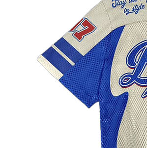 ชุดเสื้อเจอร์ซีย์อเมริกันฟุตบอลแบบสั่งทำพิเศษ ผ้าสแปนเด็กซ์/ผ้าฝ้าย/ใยไผ่ ระบายอากาศได้ดี ทรงโอเวอร์ไซส์ ทรงบ็อกซี่ แขนสั้น พิมพ์ลายแบบซับลิเมชั่น - Product Image 4