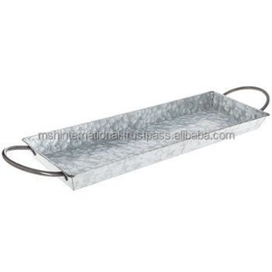 Plateau de rangement rond en argent avec poignées, design Art Déco, écologique, pour salon et table de cuisine - Product Image 4