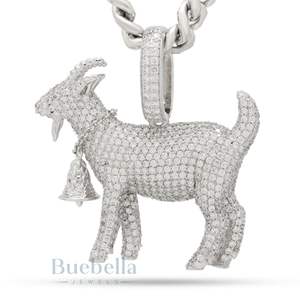 Collar con colgante de cabra grande Iced Out 925 Plata Diamante Chapado en oro Cadena de hip hop Notorious Inspirado Estilo rapero Joyería para hombres - Product Image 4