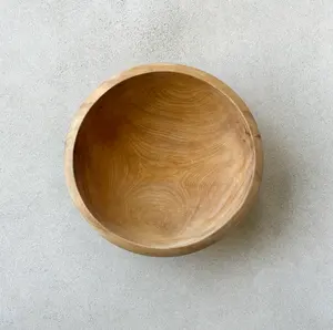 Tazón grande de madera con patrón de grano natural, plato de servir artesanal, decoración rústica de casa de campo, centro de mesa para frutas, cocina - Product Image 6