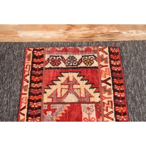 Tapis de 1,5 x 3,1 pieds, tapis turc vintage, tapis patchwork rouge - Product Image 2