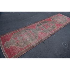 Alfombra de 3.4x12 pies, Alfombra Turca Vintage, Alfombra con Borde Rojo - Product Image 4