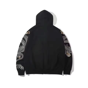 Sudadera con capucha unisex de forro polar cálido y pesado, lisa teñida, con cremallera, estilo casual, de moda urbana, con logo personalizado, Invierno 2026 - Product Image 4