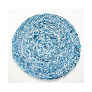 Sets de dessous-de-plat en tissu denim de coton tressé 40x40 cm - Sets de dessous-de-plat de table durables et réversibles pour la salle à manger, tissés à la main rustiques en gros - Product Image 6