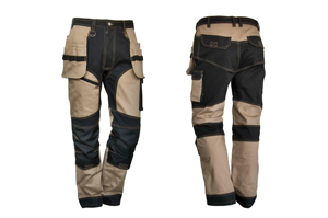 Pantalon de travail pour homme en polyester respirant, certifié CE, résistant à l'abrasion, avec poches cargo, design tactique, beige et noir - Product Image 2