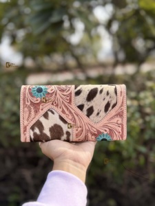 Portefeuille en cuir véritable sculpté à la main, pochette en cuir de vachette, couleur turquoise vintage, porte-cartes de crédit, porte-monnaie, cadeaux - Product Image 3