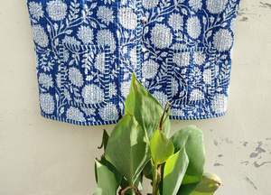 แจ็กเก็ตพิมพ์ลายแขนกุดคอตตอนใส่ได้ทั้งชายและหญิงเสื้อคลุมสไตล์โบฮีเมียนทอินเดียทำด้วยมือสไตล์ลำลอง - Product Image 3