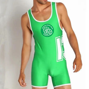 Singlet de lutte personnalisé pour homme, sublimation, respirant, polyester et élasthanne, sans bretelles, sous-vêtements une pièce - Product Image 5