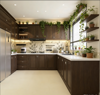 Armoire de cuisine avec appareils intégrés, armoires de cuisine en bois sur mesure avec four et espace réfrigérateur pour la cuisine à domicile