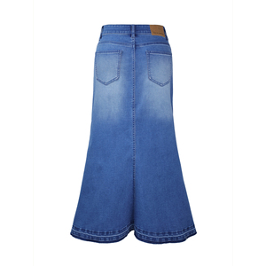 Jupe longue en jean Paola Riboni pour femme, coupe ample évasée, délavée clair, style élégant pour l'été, le printemps et l'automne - Product Image 2