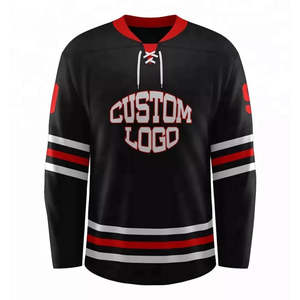 Maillot de hockey sur glace personnalisé, nom et numéro 99, bleu marine, vert, noir, rouge, col à lacets, équipe professionnelle, athlétique - Product Image 4