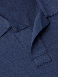 T-shirt Polo Homme à Manches Courtes Style 'Old Money' avec Motif Rayé, Texture Tricotée Ajourée et Patte de Boutonnage en Crochet - Product Image 4