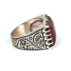 Anillo de Plata de Ley con Baño de Rodio para Hombre, con Piedra de Ágata Rectangular, para Uso Diario - Product Image 2