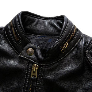 New European Men's Leather Jacket <b>Large</b> Size Short Slim Breathable Hooded Casual - Product Image 3