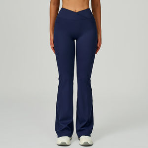 Leggings évasés à taille haute pour femmes avec poches et contrôle du ventre - Product Image 3