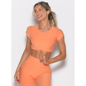 Meilleure qualité Tangerelle femmes Toggluxe haut court 4 voies Stretch réglable bascule doux respirant entraînement haut court t-shirts pour les femmes - Product Image 1