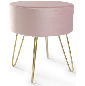 Tabouret rond en métal simple élégant salon meubles chaussure tabouret métal jambe roue velours tabouret - Product Image 6