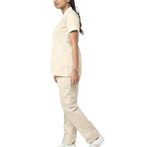 Solid Short Sleeve V-neck Hospital Medical Nurses Uniform <b>Scrub</b> Suit for Doctors Custom <b>Scrubs</b> Uniforms MADE BY BS 2027 - Product Image 2