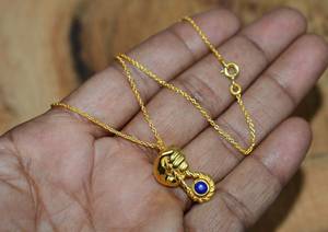 Collier pendentif main en lapis-lazuli, argent sterling 925, plaqué or 14 carats, bijoux en pierres précieuses faits à la main - Product Image 2