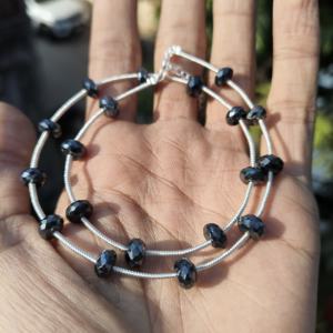 Collar de Plata de Ley 925 con Cuentas Redondas Lisas de Ónix Negro Clásico de 8 mm, Collar Elegante, Regalo de Boda para Mujer - Product Image 2