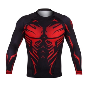 Vente en gros de Rash Guard à manches longues personnalisé pour hommes BJJ MMA Jiu Jitsu Compression Shirt Mens Grappling Rash Guard Sportswear - Product Image 3